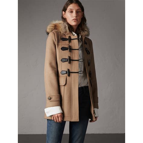 burberry plaid wool coat|burberry duffle coat women's.